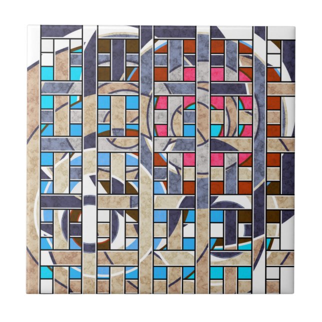 Abstract modern minimalistic art landscape geometr tile (Front)