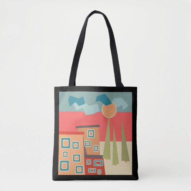 Abstract modern minimalistic art landscape geometr tote bag (Front)