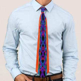 Abstract Modern Mirrored Duel Ribbon Line Art Tie