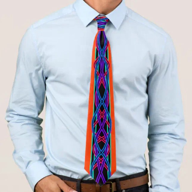 Abstract Modern Mirrored Duel Ribbon Line Art Tie (Creator Uploaded)