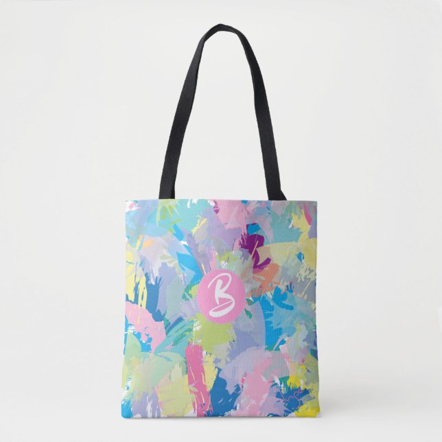 Abstract Modern Monogram Trendy Tote Bag (Front)