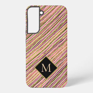Abstract Modern Monogram Yellow Gold Pink Samsung Galaxy Case