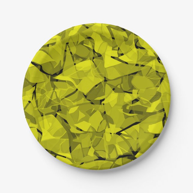 Abstract modern mosaic crystal tile pattern print paper plate (Front)