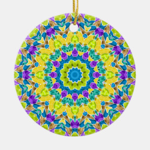 Abstract modern mosaic kaleidoscopic tile pattern ceramic tree decoration