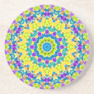 Abstract modern mosaic kaleidoscopic tile pattern coaster