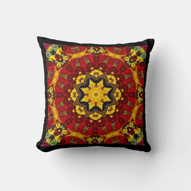 Abstract modern mosaic kaleidoscopic tile pattern cushion (Front)