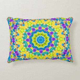 Abstract modern mosaic kaleidoscopic tile pattern decorative cushion