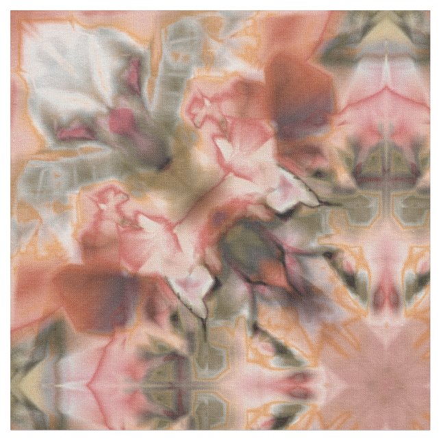 Abstract modern mosaic kaleidoscopic tile pattern fabric (Close Up)