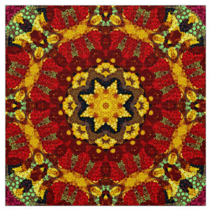 Abstract modern mosaic kaleidoscopic tile pattern fabric