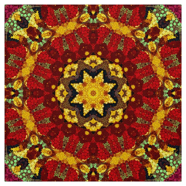 Abstract modern mosaic kaleidoscopic tile pattern fabric (Swatch)