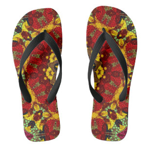 Abstract modern mosaic kaleidoscopic tile pattern jandals