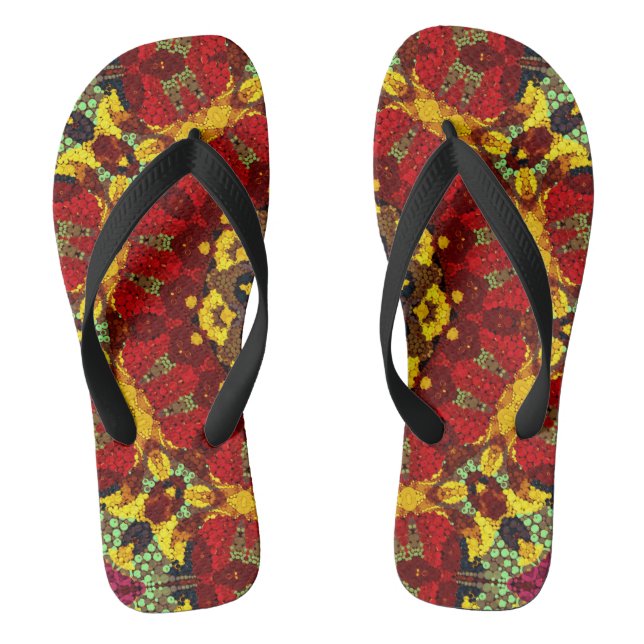 Abstract modern mosaic kaleidoscopic tile pattern jandals (Footbed)