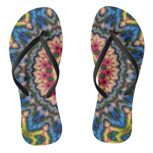 Abstract modern mosaic kaleidoscopic tile pattern jandals