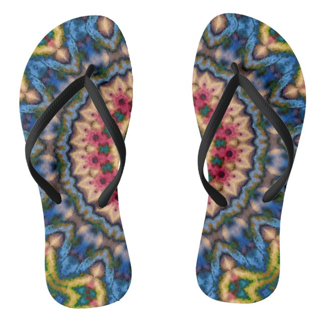 Abstract modern mosaic kaleidoscopic tile pattern jandals (Footbed)
