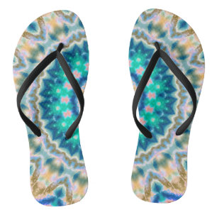 Abstract modern mosaic kaleidoscopic tile pattern jandals