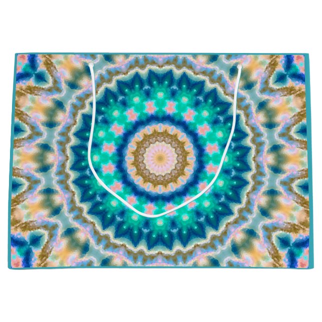 Abstract modern mosaic kaleidoscopic tile pattern large gift bag (Front)