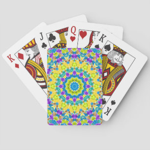 Abstract modern mosaic kaleidoscopic tile pattern playing cards