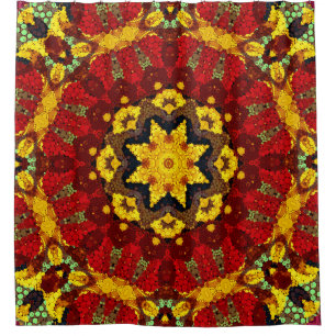 Abstract modern mosaic kaleidoscopic tile pattern shower curtain
