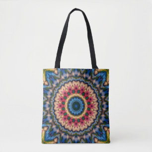 Abstract modern mosaic kaleidoscopic tile pattern tote bag