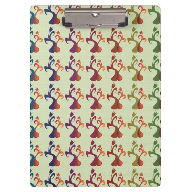 Abstract Modern Multicolor Tulip Floral design Clipboard (Front)