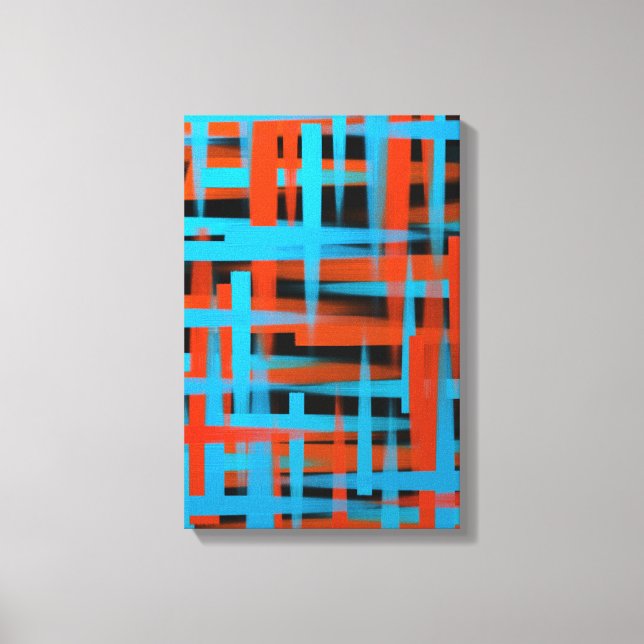 Abstract Modern Orange Blue Black Brush strokes Canvas Print (Front)