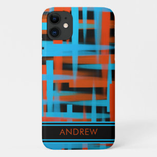 Abstract Modern Orange Blue Black Strokes Monogram Case-Mate iPhone Case