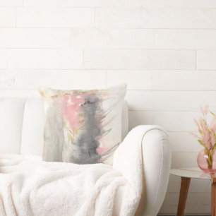 Abstract Modern Painted Art Pink Gold Grey Cushion