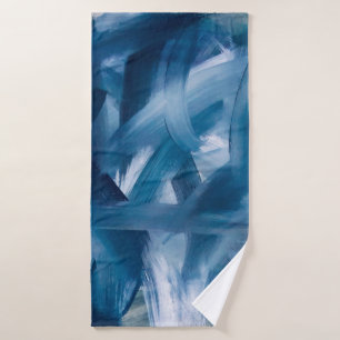Abstract modern painting landscape. Blue night art Bath Towel