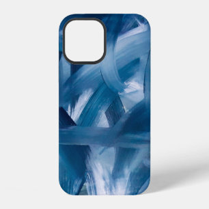 Abstract modern painting landscape. Blue night art iPhone 12 Case