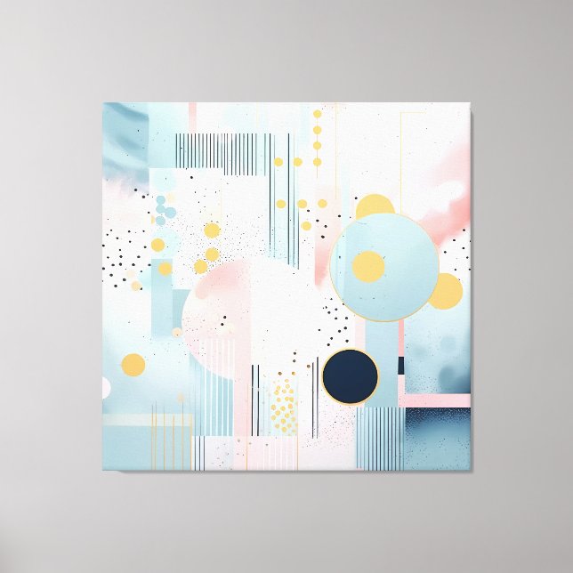 Abstract modern pastel geomatrical pattern canvas print (Front)