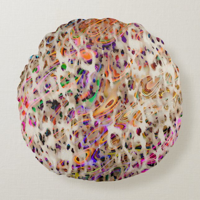 abstract modern pattern design with colorful effec round cushion (Front)