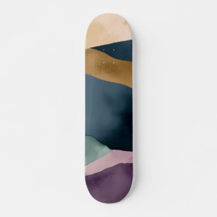 Abstract Modern Pattern Purple Blue Green Skateboard