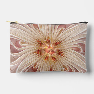 Abstract Modern Peach Pastel Flower Fractal Art Accessory Pouch