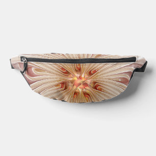 Abstract Modern Peach Pastel Flower Fractal Art Bum Bags
