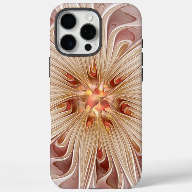 Abstract Modern Peach Pastel Flower Fractal Art Case-Mate iPhone Case (Back)