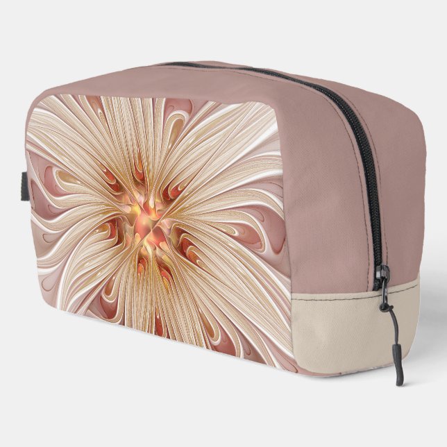Abstract Modern Peach Pastel Flower Fractal Art Dopp Kit (Right Corner)