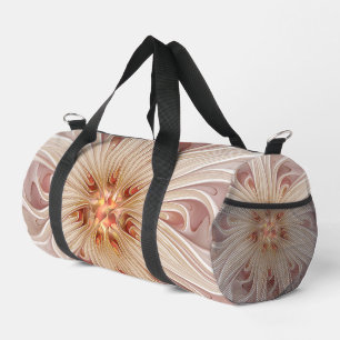 Abstract Modern Peach Pastel Flower Fractal Art Duffle Bag