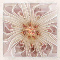 Abstract Modern Peach Pastel Flower Fractal Art