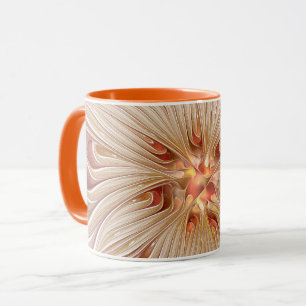 Abstract Modern Peach Pastel Flower Fractal Art Mug