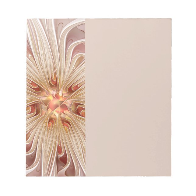 Abstract Modern Peach Pastel Flower Fractal Art Notepad (Front)