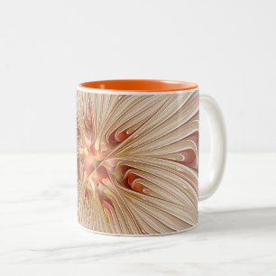 Abstract Modern Peach Pastel Flower Fractal Art Two-Tone Coffee Mug