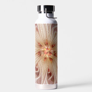 Abstract Modern Peach Pastel Flower Fractal Art Water Bottle