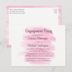 Abstract Modern Pink Watercolor Engagement Party Invitation Postcard