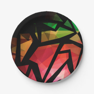 Abstract modern polygonal graffiti geometric dark paper plate