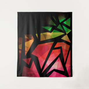 Abstract modern polygonal graffiti geometric dark tapestry