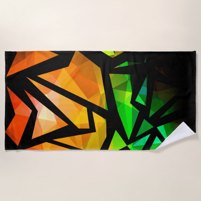 Abstract modern polygonal graffiti geometrical dar beach towel (Front)