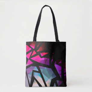 Abstract modern polygonal graffiti geometrical dar tote bag