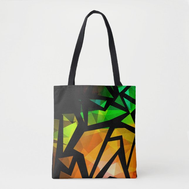Abstract modern polygonal graffiti geometrical dar tote bag (Front)
