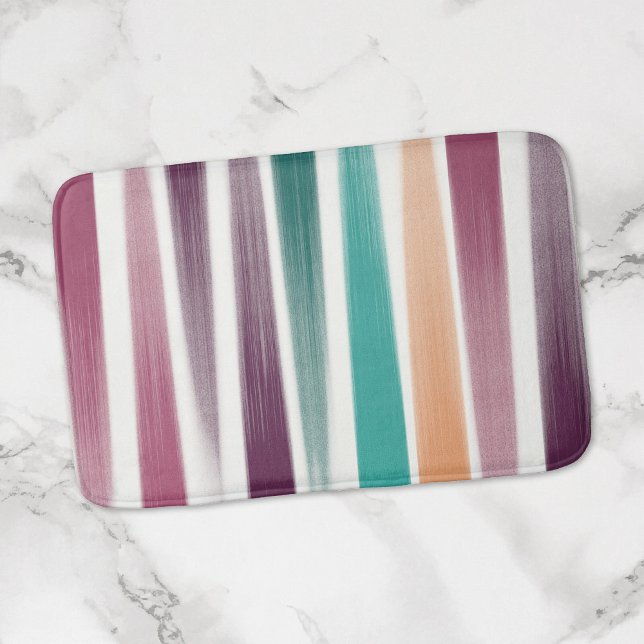 Abstract Modern Purple marsala Teal Brush strokes Bath Mat (Creator Uploaded)