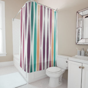 Abstract Modern Purple marsala Teal Brush strokes Shower Curtain